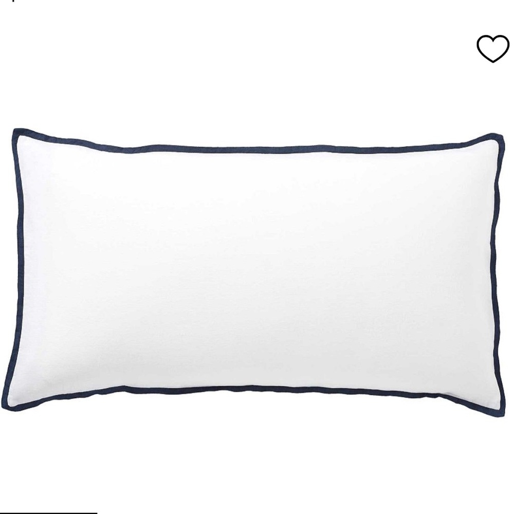 2 / Pottery Barn Belgian Flax White Linen Midnight Blue Accent Flange King Shams